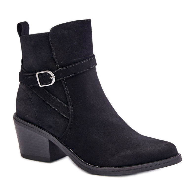 Black high-heeled cowboy boots