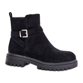 Insulated women's ankle boots with Black buckle