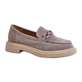 S. BARSKI Women's moccasins with Gray decoration grey