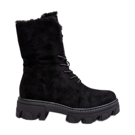 PS1 Women's Suede Workers With Fur, Black PS1 Women's Suede Workers With Fur, Black