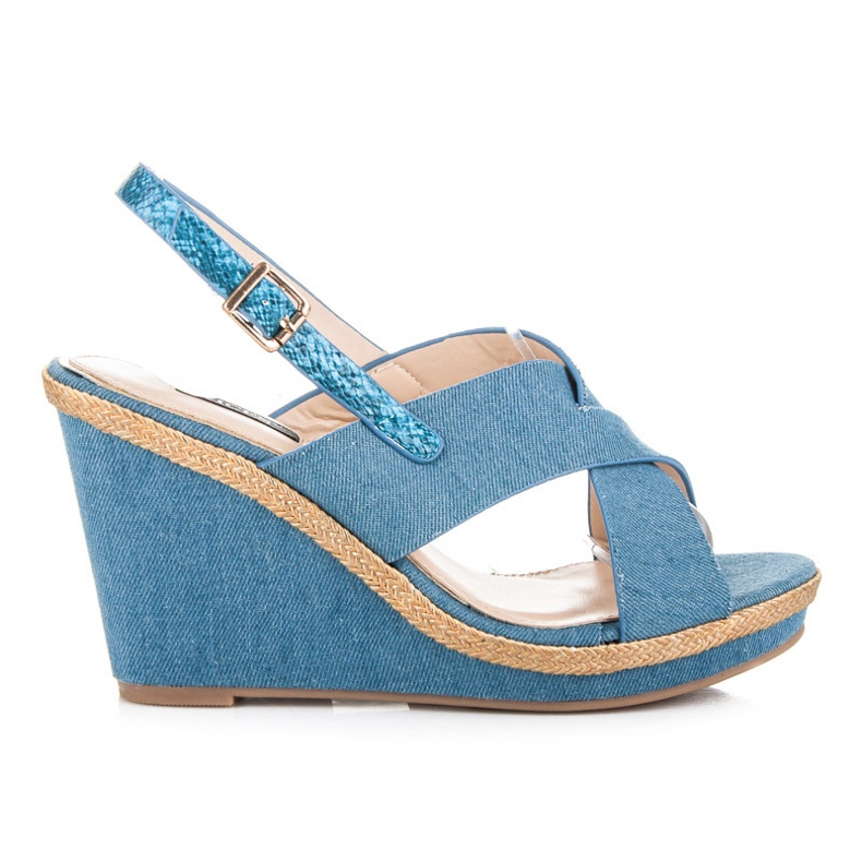 Vices Denim sandals fastened with a buckle blue