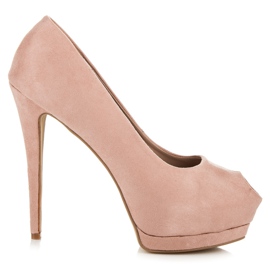 Vices Open toe suede heels pink