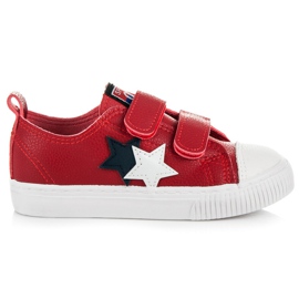 L&H Leather Sneakers with Velcro white red navy blue
