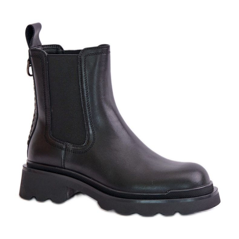 Women's slip-on boots made of natural Black leather