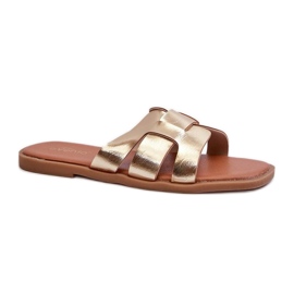 Evento Women's slippers made of Gold eco leather golden