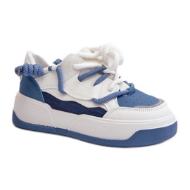 Blue women's platform sneakers