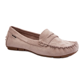Classic women's moccasins made of eco suede beige