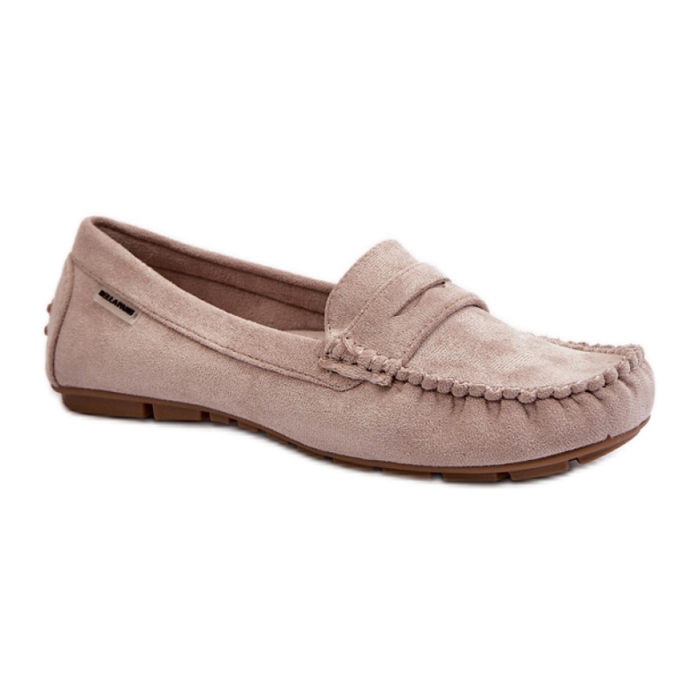 Classic women's moccasins made of eco suede beige