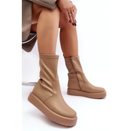 Boots Model Algedi Y2195 Beige - Step in style Boots Model Algedi Y2195 Beige - Step in style