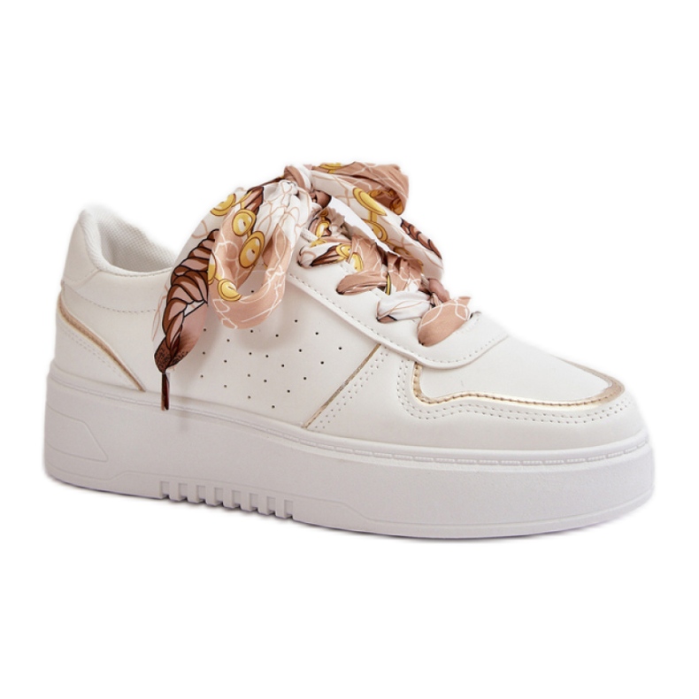 Women's sneakers with eco leather and decoration white
