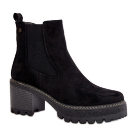 Women's Suede Boots with a Thick Bottom, Black