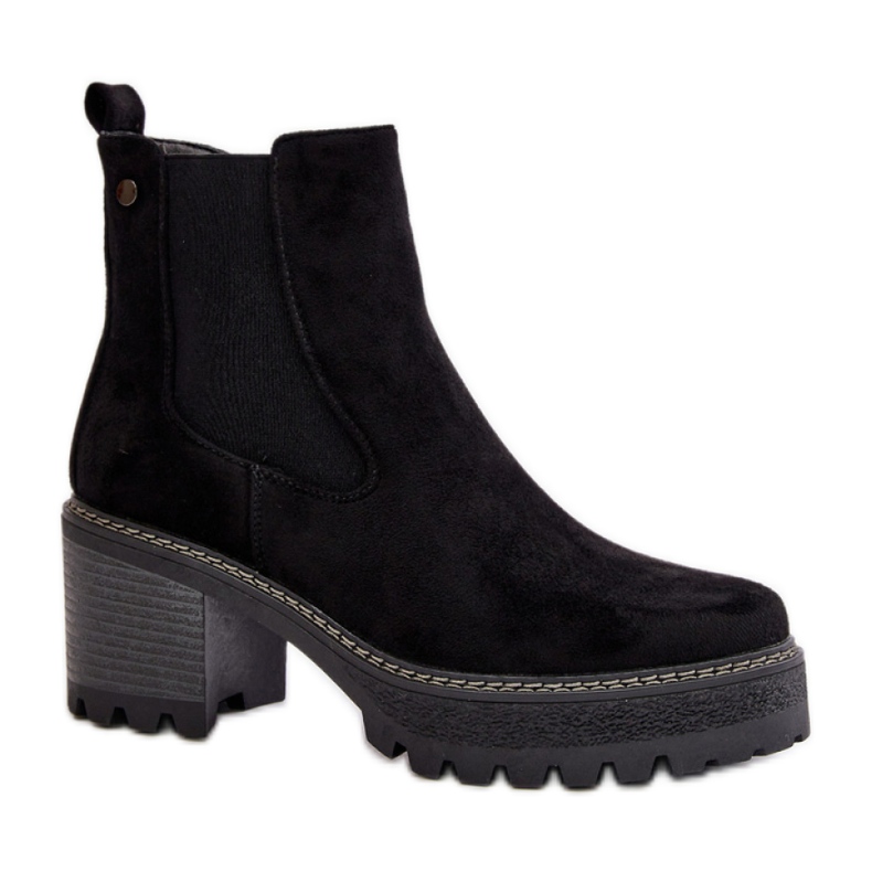 Women's Suede Boots with a Thick Bottom, Black