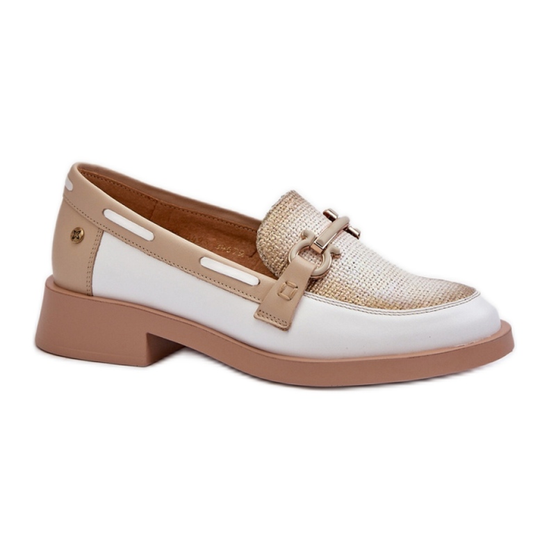 Maciejka White/Beige women's moccasins
