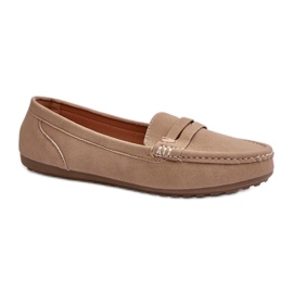 Comfortable women's suede moccasins beige