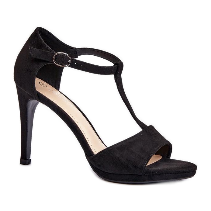 Women's high-heeled sandals by Vinceza black