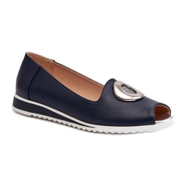 Jezzi Navy Open Toe Pumps blue