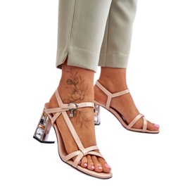 S.Barski Patent leather sandals Model D&amp;A Beige