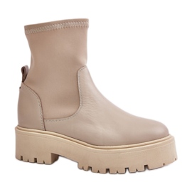 Leather ankle boots Zazoo Beige model