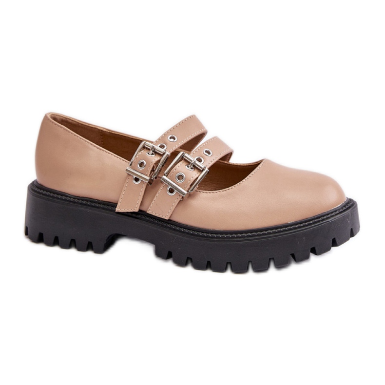 Fashionable shoes with straps beige