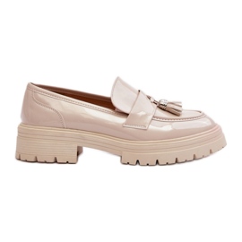 Patent Beige Fringed Moccasins Patent Beige Fringed Moccasins