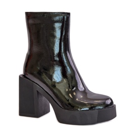 Patent ankle boots with a massive heel black Patent ankle boots with a massive heel black