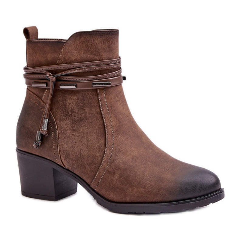Jezzi Women's High Heel Boots with Brown Straps Jezzi Women's High Heel Boots with Brown Straps