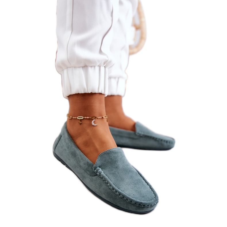 Evento Mint suede slip-on moccasins green