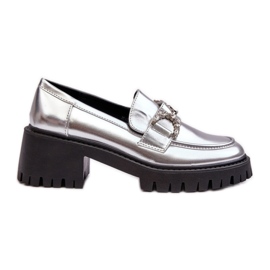 Silver women's slip-on moccasins
