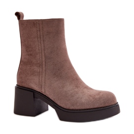 Women's ankle boots with a stable heel and platform beige