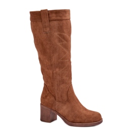 Suede women's over-the-knee boots brown
