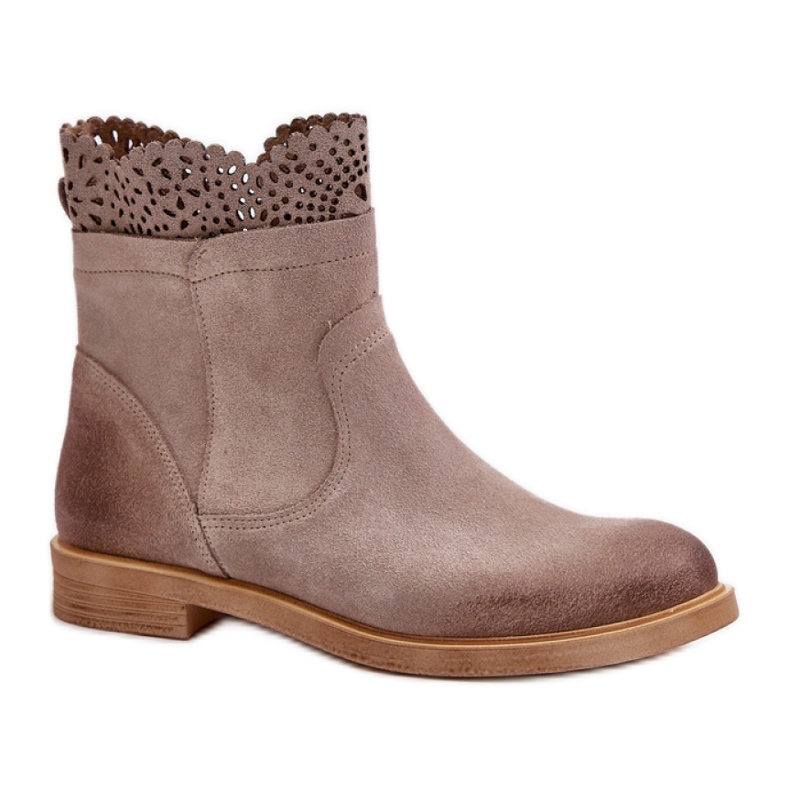 Ankle boots with lace, Lewski Cappuccino model beige