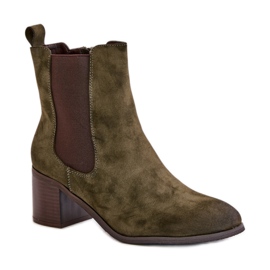 Dark Green High Heel Ankle Boots