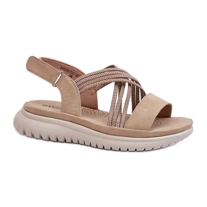 Women's sandals with Velcro fastening 24SD06-7057 beige