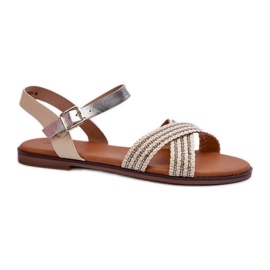 S.Barski MY923 beige sandals with decorative straps