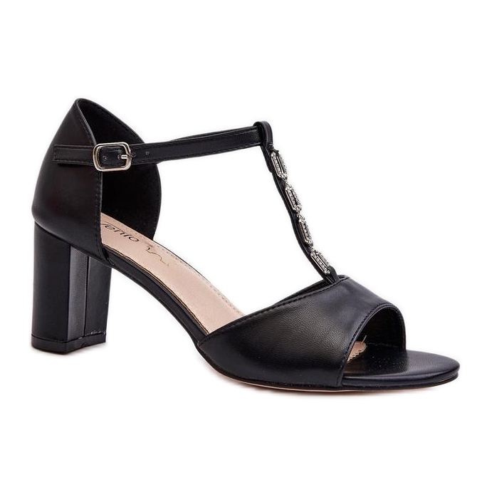 Sandals with decorations 24SD98-7148 black