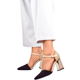 Women's sandals 8338-268B beige and black