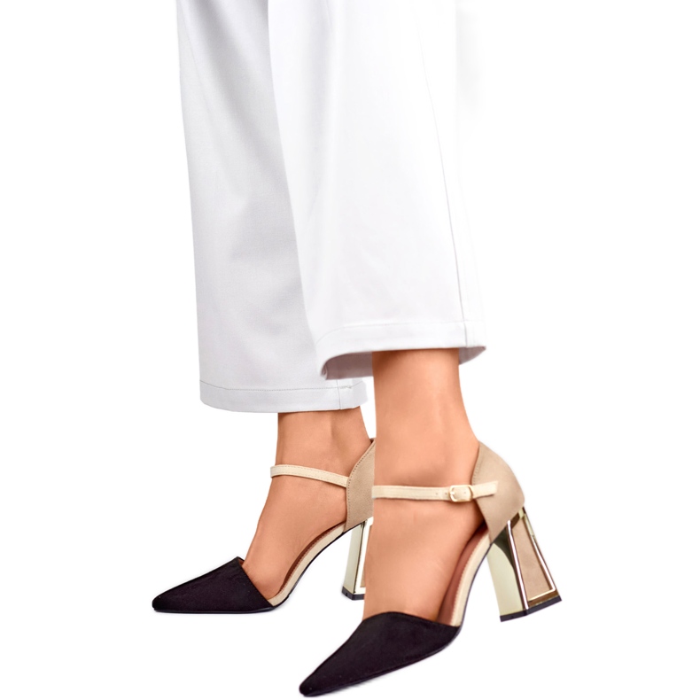 Women's sandals 8338-268B beige and black