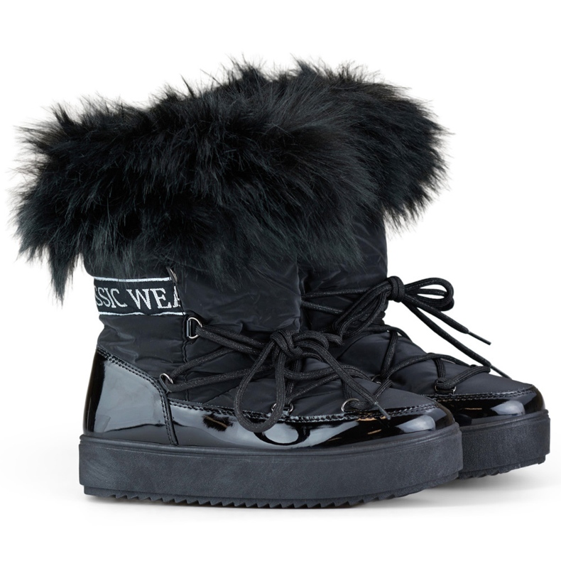 Snow boots with fur Model 5705-1B, black