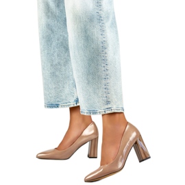 Women's Patent Pumps GD-FL486A-T, beige
