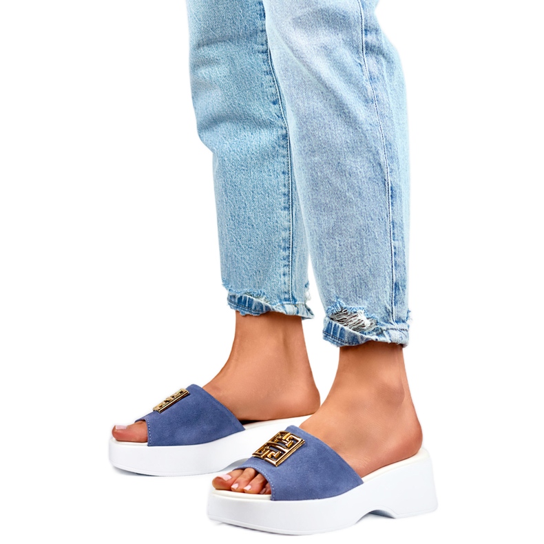 Women's flip-flops with decoration GD-XF1000B, blue