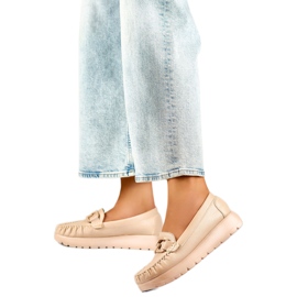 Women's moccasins with decoration 24-21339BE beige