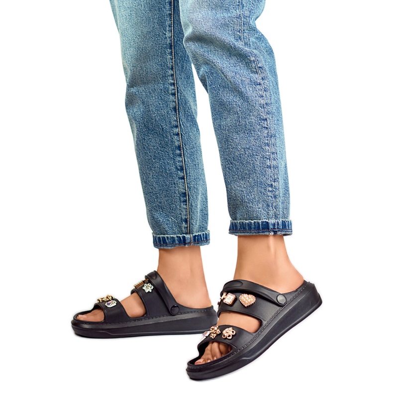 Women's sandals with decorations JHC3071B black