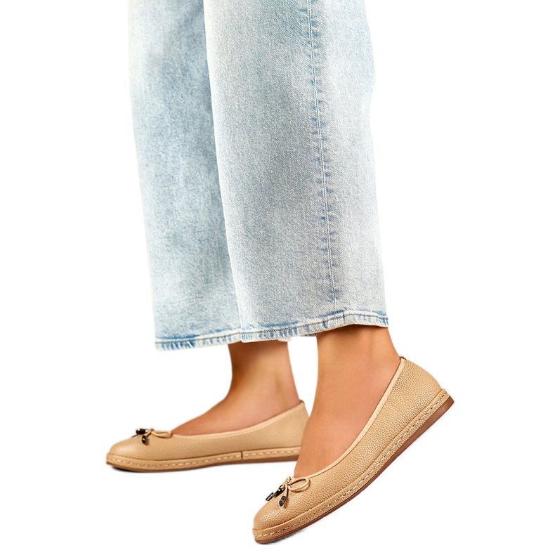 Women's ballet flats with a bow GD-XR392A-BE beige