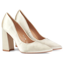 Women's Pumps on High Heels 9820BE, beige and gold