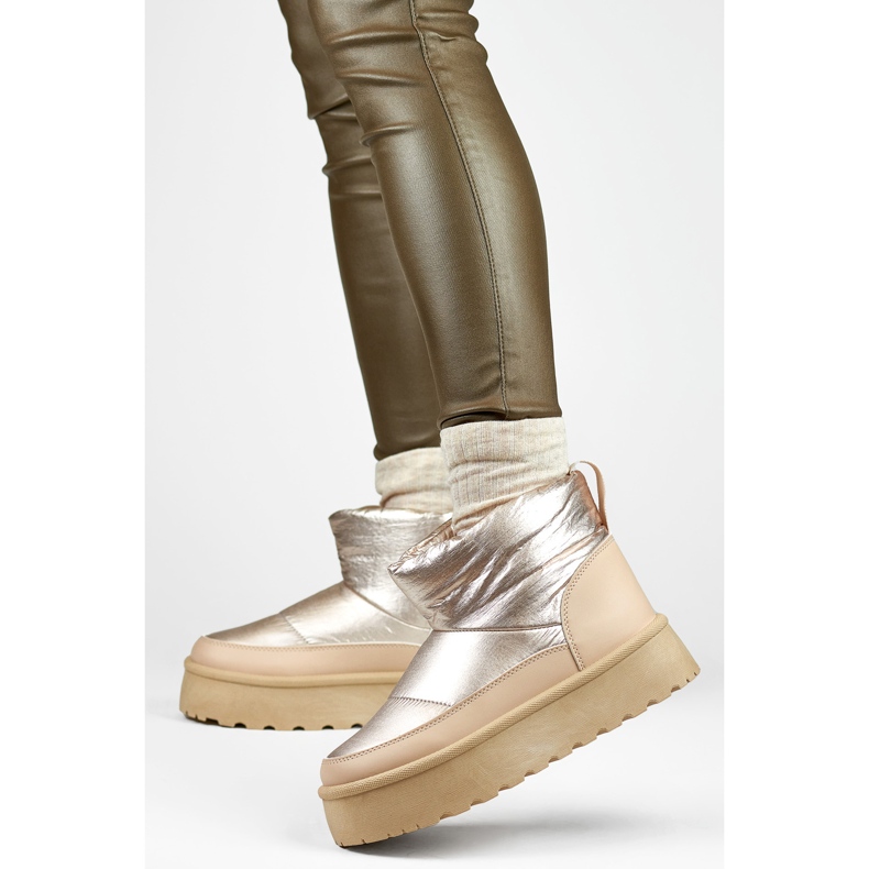 Snow boots Model J2-38-BR Beige/Gold/Pink - PRIMO