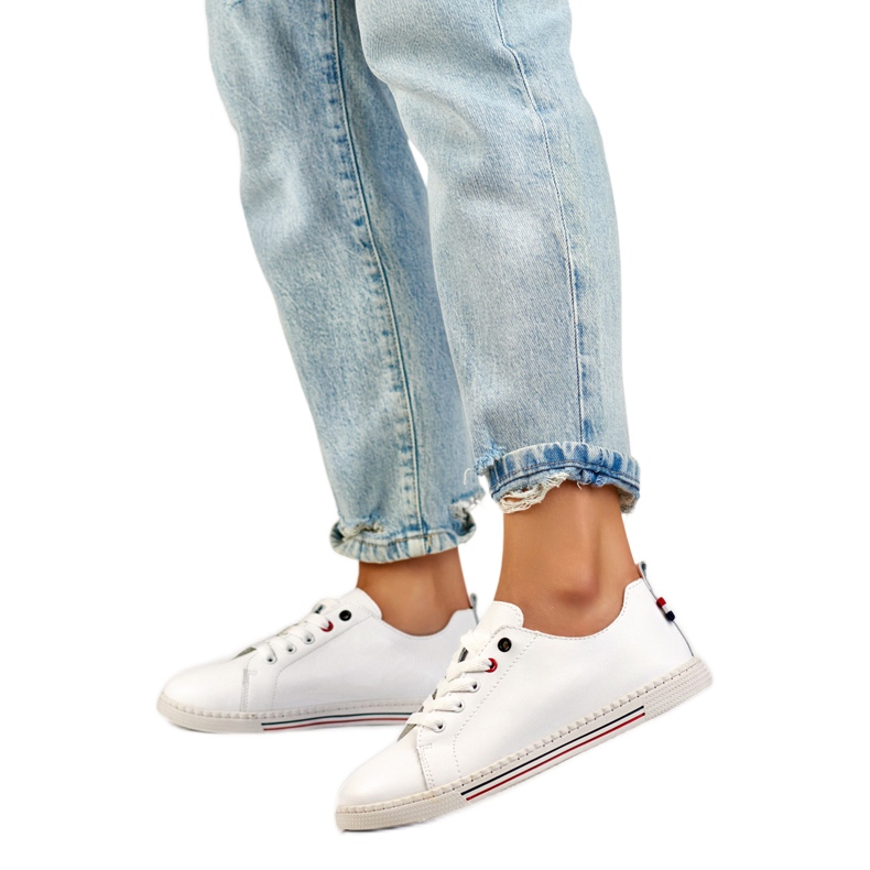 Women's Leather Sneakers 24-87967W white