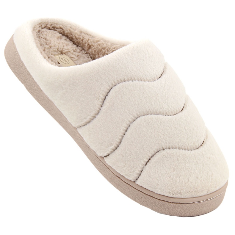 Women's beige fur home slippers Unisoft 6622