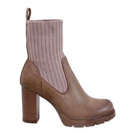Fairsy Khaki high heel ankle boots beige