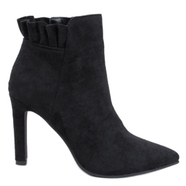 Mariah Black suede high heel ankle boots