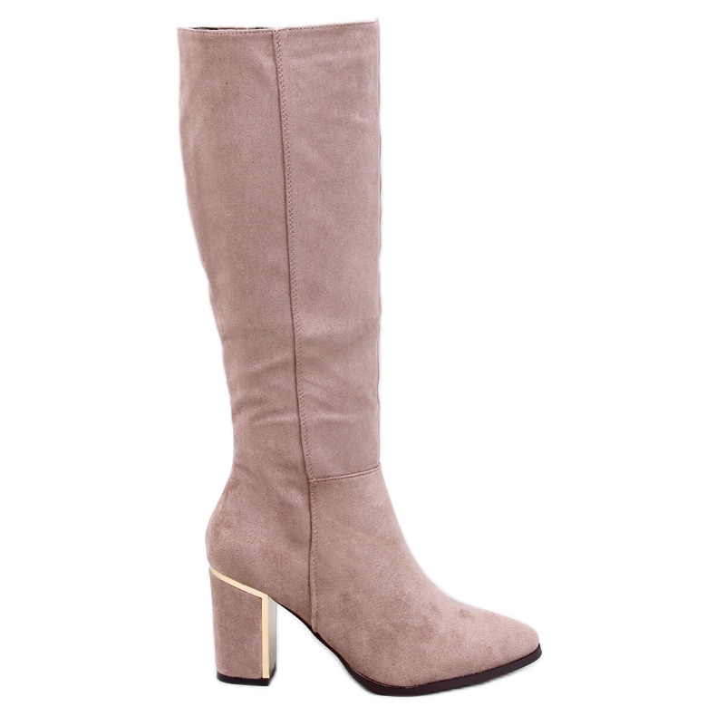 Classic high-heeled boots Arlena Taupe beige